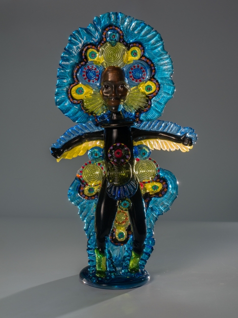 Big Queen Blue and Green by Teri Walker & Chad Ridgeway | Hand sculpted hot glass Big Queen Blue and Green